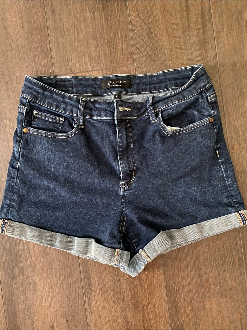 Judy Blue Deep Indigo Rolled Cuff Denim Shorts